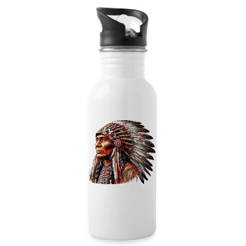 American Indian American Red Skin - Water bottle with straw - white - Right