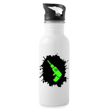 bohrmaschine klecks handwerker - Trinkflasche mit integriertem Trinkhalm - Weiß - Rechts