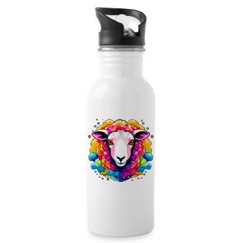 Colorful Lamb - Water bottle with straw - white - Right