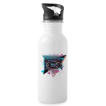 Cassette recorder in 80s neon graffiti look - Water bottle with straw - white - Right