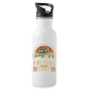 June 1967 Vintage Born In June 1967 Birthday - Water bottle with straw - white - Right