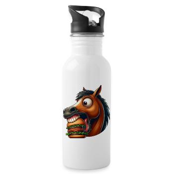 Horse Burger Hamburger Fan de restauration rapide - Gourde avec paille intégrée - blanc - Droite