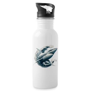 Shark Predator Fish - Water bottle with straw - white - Right