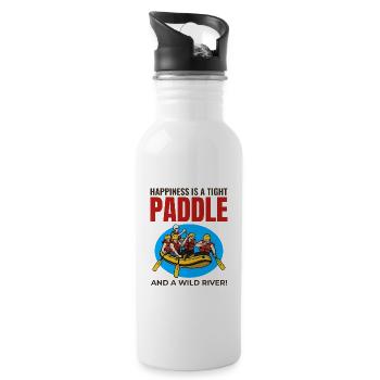 Rafting Team Floß Wildwasser Rafter Paddel Lustig - Trinkflasche mit integriertem Trinkhalm - Weiß - Rechts
