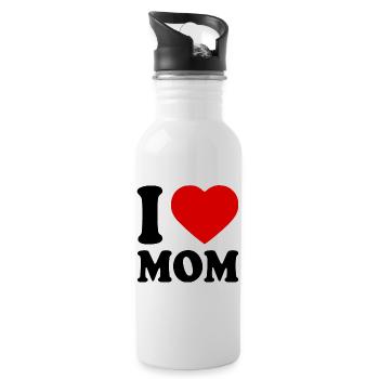 I love mom - Trinkflasche mit integriertem Trinkhalm - Weiß - Rechts