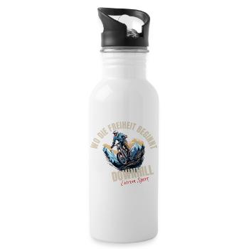 Downhill: Wo die Freiheit beginnt - Trinkflasche mit integriertem Trinkhalm - Weiß - Rechts