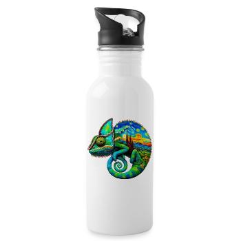 Van Gogh Chamäleon - Trinkflasche mit integriertem Trinkhalm - Weiß - Rechts