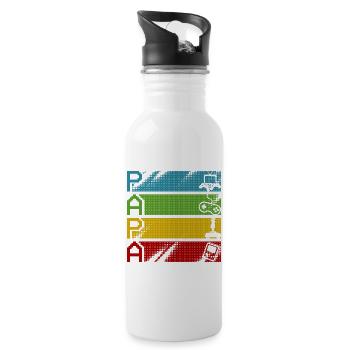 Retro Gamers Pixel Multicolor - Trinkflasche mit integriertem Trinkhalm - Weiß - Rechts