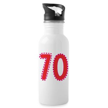 70. 70 JAHRE. 70. JAHRESTAG. 70-JÄHRIGES JUBILÄUM. - Trinkflasche mit integriertem Trinkhalm - Weiß - Rechts