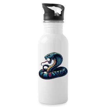 motif serpent Cobra dynamique et coloré - Gourde avec paille intégrée - blanc - Droite