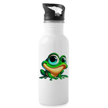 Frosch - Trinkflasche mit integriertem Trinkhalm - Weiß - Rechts