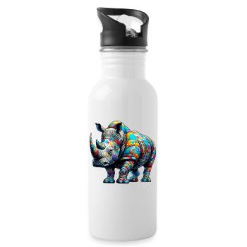 Nashorn - Trinkflasche mit integriertem Trinkhalm - Weiß - Rechts