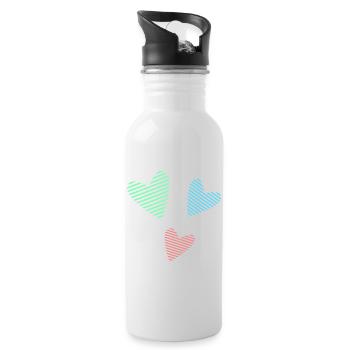 HERZ. PAPA. MAMA. Junggesellinnenabschied. BEBE. KIND. HERZ. FEST - Trinkflasche mit integriertem Trinkhalm - Weiß - Rechts
