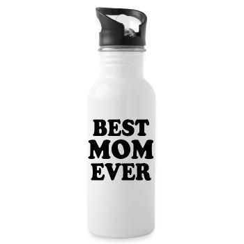 Best mom ever - Trinkflasche mit integriertem Trinkhalm - Weiß - Rechts