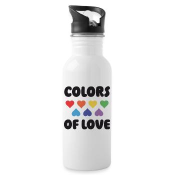 LGBTQ Pride Month - Farben der Liebe - Trinkflasche mit integriertem Trinkhalm - Weiß - Rechts