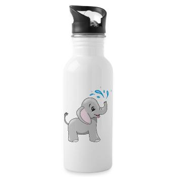 Niedliches Baby-Elefantenbad - Trinkflasche mit integriertem Trinkhalm - Weiß - Rechts