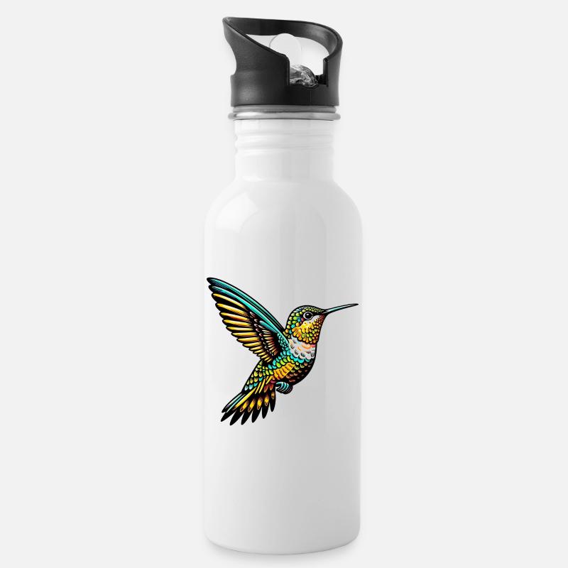 Kolibri - Trinkflasche mit integriertem Trinkhalm - Weiß