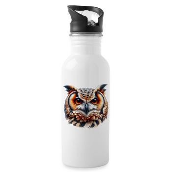 Eule - Trinkflasche mit integriertem Trinkhalm - Weiß - Rechts