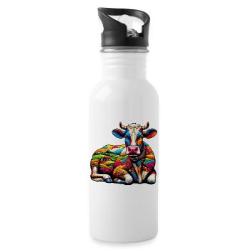 Vache - Gourde avec paille intégrée - blanc - Droite