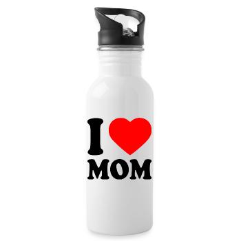 I love mom - Trinkflasche mit integriertem Trinkhalm - Weiß - Rechts