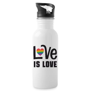 LGBTQ Pride Month - Liebe ist Liebe - Trinkflasche mit integriertem Trinkhalm - Weiß - Rechts