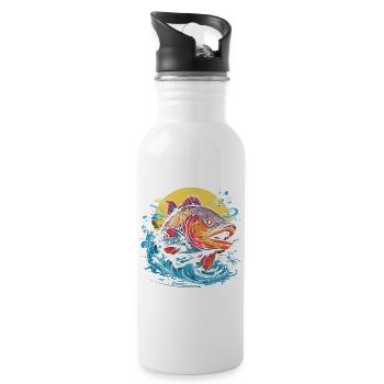 Fischerei Illustration - Trinkflasche mit integriertem Trinkhalm - Weiß - Rechts