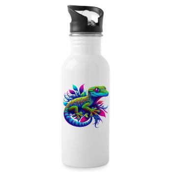Gecko - Trinkflasche mit integriertem Trinkhalm - Weiß - Rechts