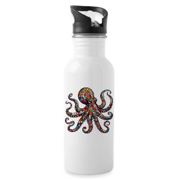 Krake - Trinkflasche mit integriertem Trinkhalm - Weiß - Rechts