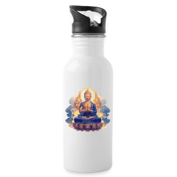 Buddha Buddhismus Religion Spirituell Meditation - Trinkflasche mit integriertem Trinkhalm - Weiß - Rechts