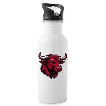 Stier - Trinkflasche mit integriertem Trinkhalm - Weiß - Rechts