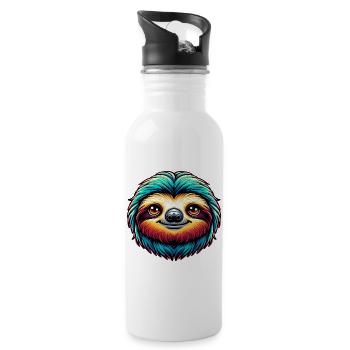 Faultier - Trinkflasche mit integriertem Trinkhalm - Weiß - Rechts