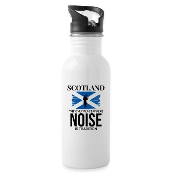 Bagpipe Player Instrument Scottish Scotland Flag - Water bottle with straw - white - Right