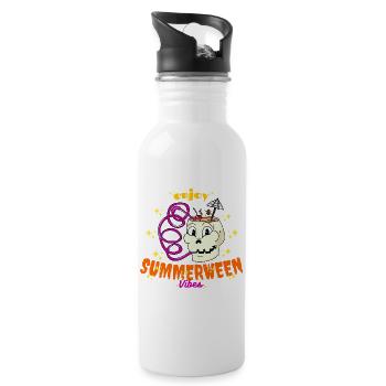 Genieße Summerween Vibes Funny Summer Skull Drink - Trinkflasche mit integriertem Trinkhalm - Weiß - Rechts