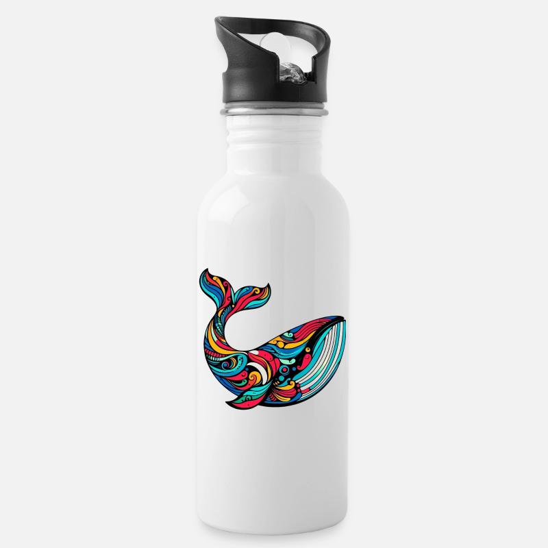 Wal - Trinkflasche mit integriertem Trinkhalm - Weiß