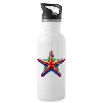 Seestern - Trinkflasche mit integriertem Trinkhalm - Weiß - Rechts