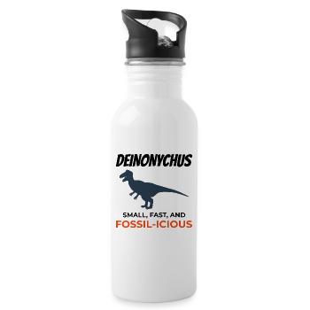 Deinonychus Dinosaurier Dino Paläontologe Fossil - Trinkflasche mit integriertem Trinkhalm - Weiß - Rechts
