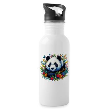 Panda - Trinkflasche mit integriertem Trinkhalm - Weiß - Rechts