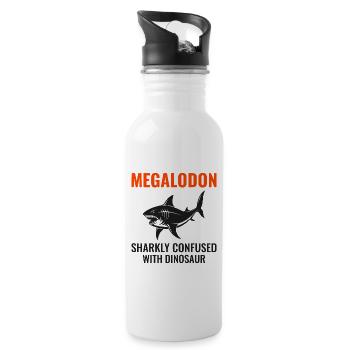 Megalodon Dinosaur Dino Paleontologist Fish Fossil - Water bottle with straw - white - Right