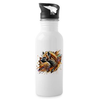 Hyena in watercolor, colorful - Water bottle with straw - white - Right