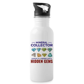 Crystal Collecting Rock Hunting Mineral Collector - Water bottle with straw - white - Right