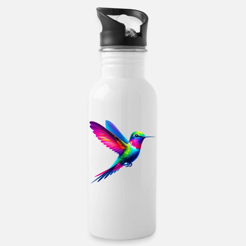 Kolibri - Trinkflasche mit integriertem Trinkhalm - Weiß