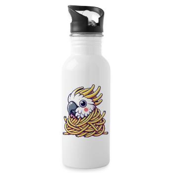 Süßer Vogel Kakadu Paradiesvogel Spaghetti Monster - Trinkflasche mit integriertem Trinkhalm - Weiß - Rechts