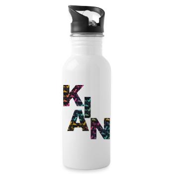 KIAN - Schöner Jungen Name mit Dinosaurier - Trinkflasche mit integriertem Trinkhalm - Weiß - Rechts