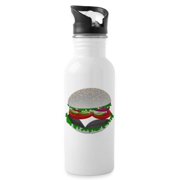 Burger-Style: Salat mit Biss - Trinkflasche mit integriertem Trinkhalm - Weiß - Rechts