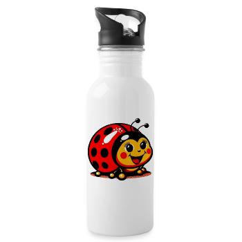 Marienkäfer - Trinkflasche mit integriertem Trinkhalm - Weiß - Rechts