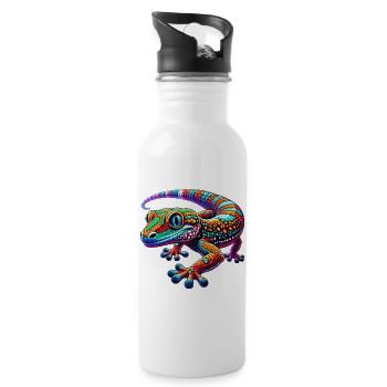 Gecko - Trinkflasche mit integriertem Trinkhalm - Weiß - Rechts