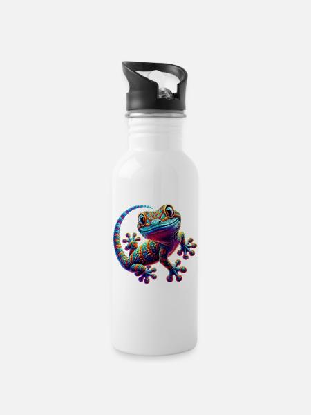 Gecko - Gourde avec paille intégrée - blanc
