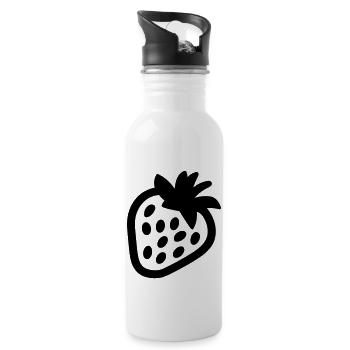 Erdbeere - Trinkflasche mit integriertem Trinkhalm - Weiß - Rechts