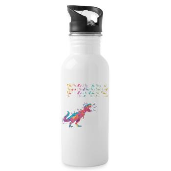 FINN - Schöner Jungen Name mit Dinosaurier - Trinkflasche mit integriertem Trinkhalm - Weiß - Rechts