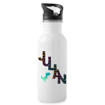 JULIAN - Beautiful boy name with dinosaur - Water bottle with straw - white - Right